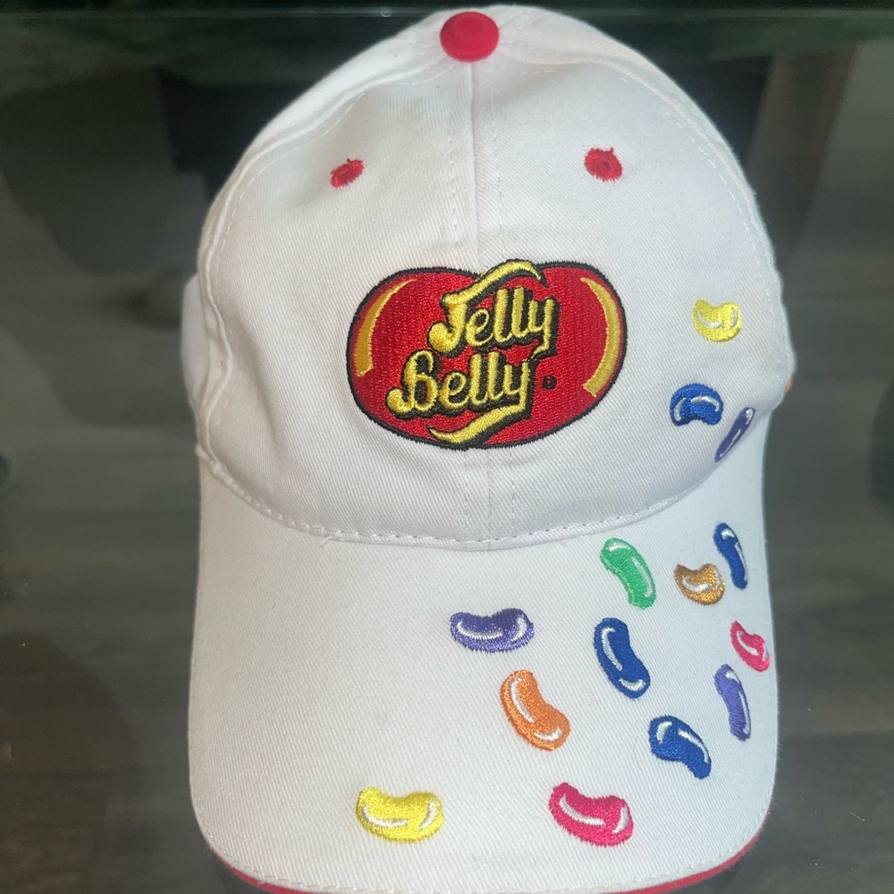 Jelly Belly White Cap with Colorful Bean Embroidery